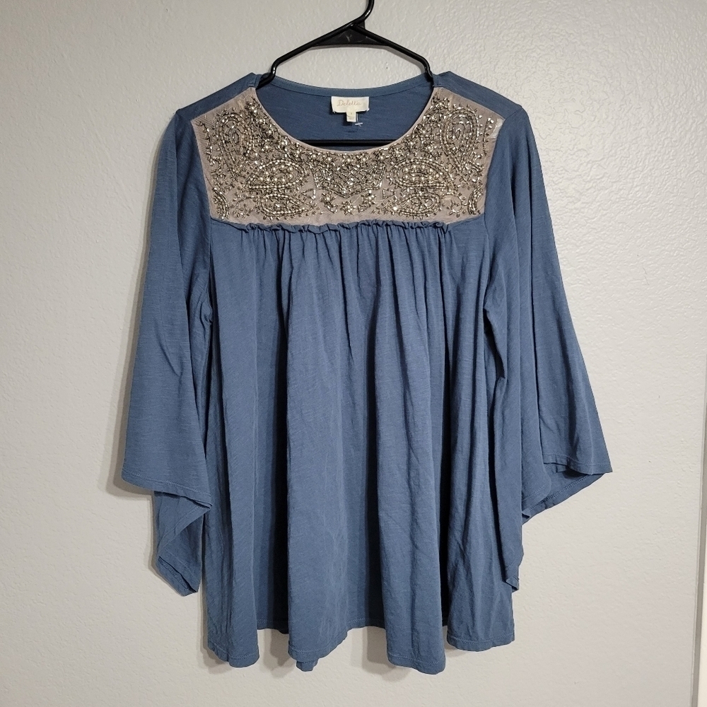 Anthropologie Deletta Beaded Top Size Small
